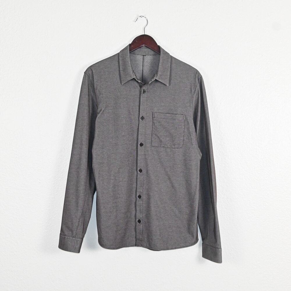 Lululemon Men's Button up Commission Long-Sleeve Shirt Heather Purple sz Large